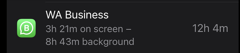 Whats App for Business consuming 8h43m of battery in background